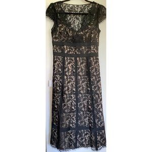 Ann Taylor Dress LOFT Adult Size 4P Petites Black Lace V-Neck Lined Womens